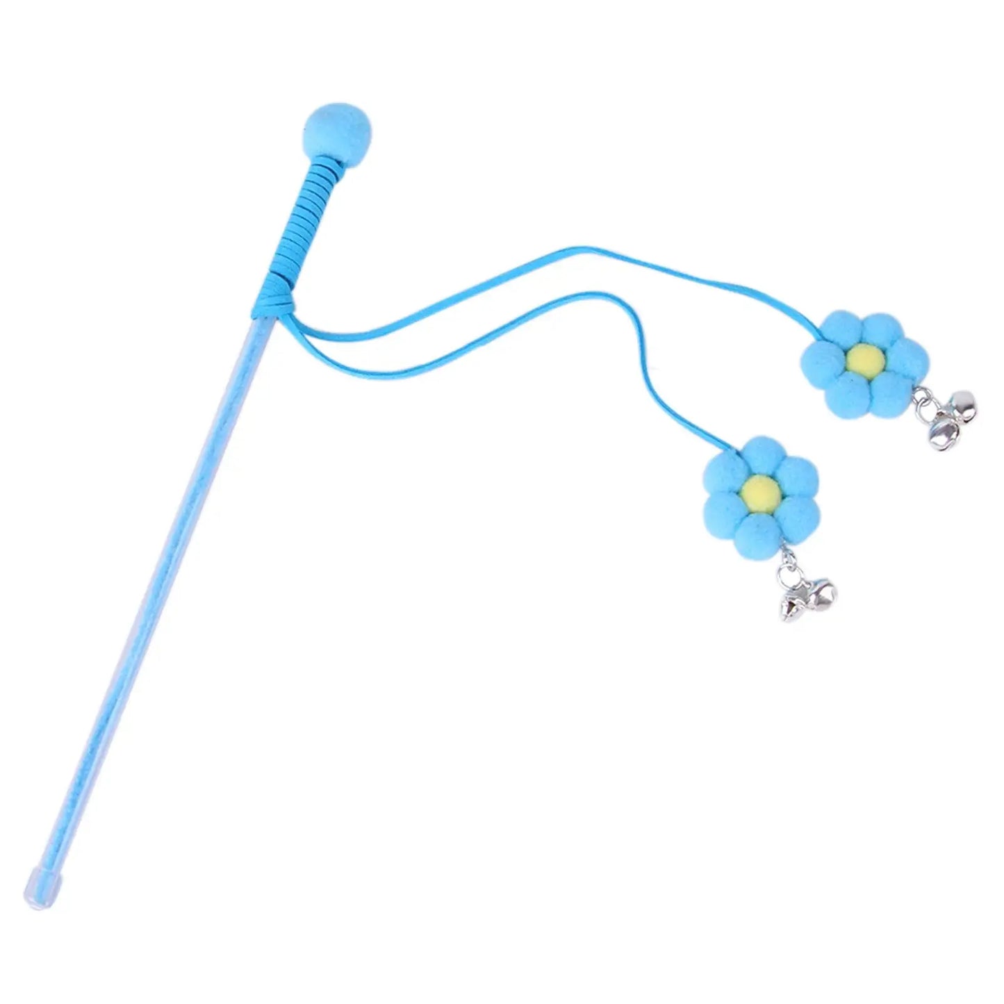 Cat Teaser Wand Kitten Stick Toy Cat Fishing Pole Toy Cat Teaser Toy With Bell And Chrysanthemum Pendant Promotes Cat Exercise