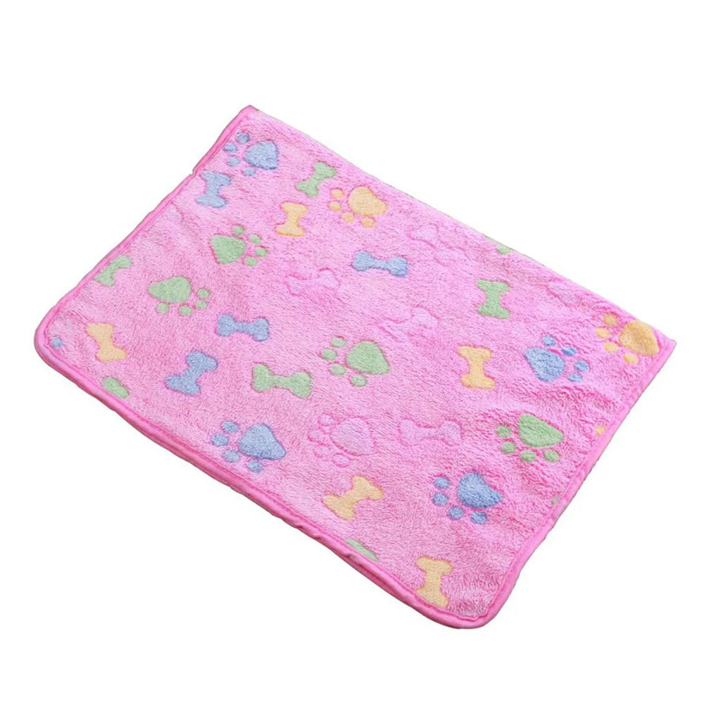 Pet Blanket Dog Puppy Blanket Paw Print Fleece Blanket for Small Medium Large Pet Dog Cat Warm Soft Sleep Mat Doggy Bed Blanket