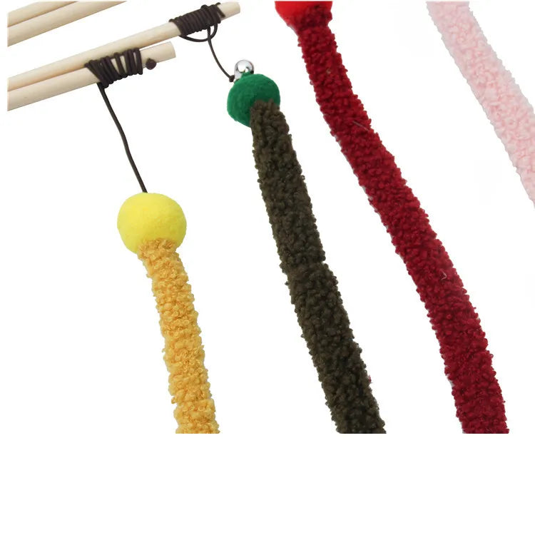 Cat Toy Cat Teaser Sticks Teasing Cats Stick Cats Toys Strips Ribbons Tassels Pet Cats Self-hi Interactive Biting Pet Supplies.