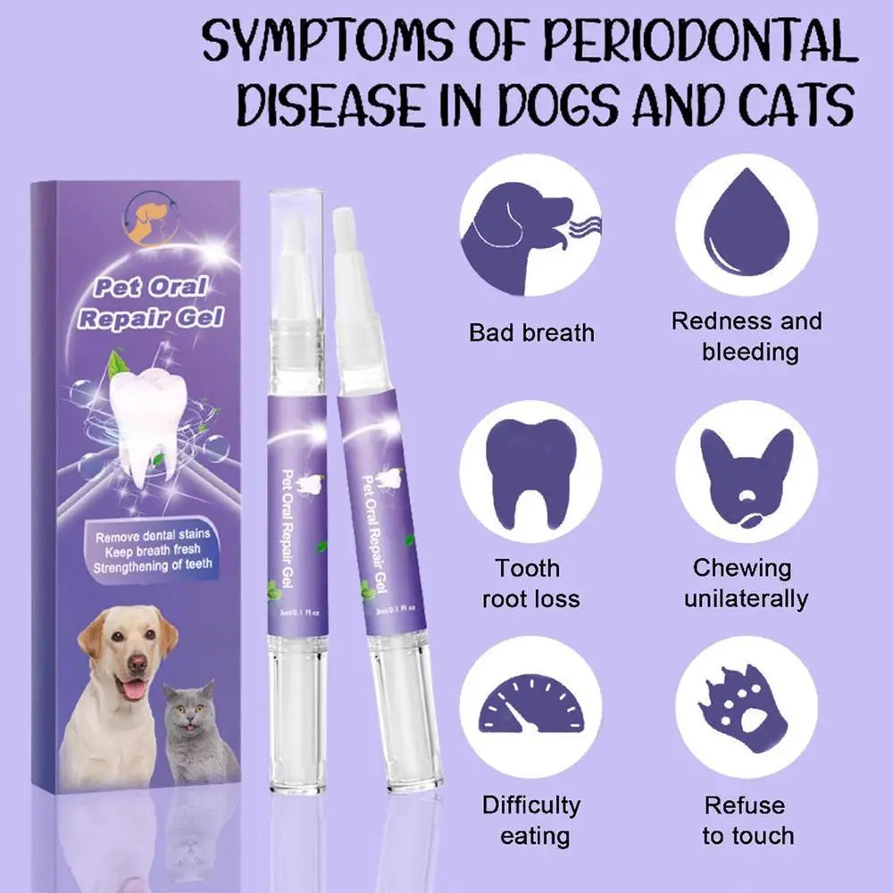 3ml Teeth Cleaning Gel For Dogs Breath Freshener Dog Oral Cleansing Gel Natural Dog Toothpaste Gel For Dogs & Cats Pet Breath