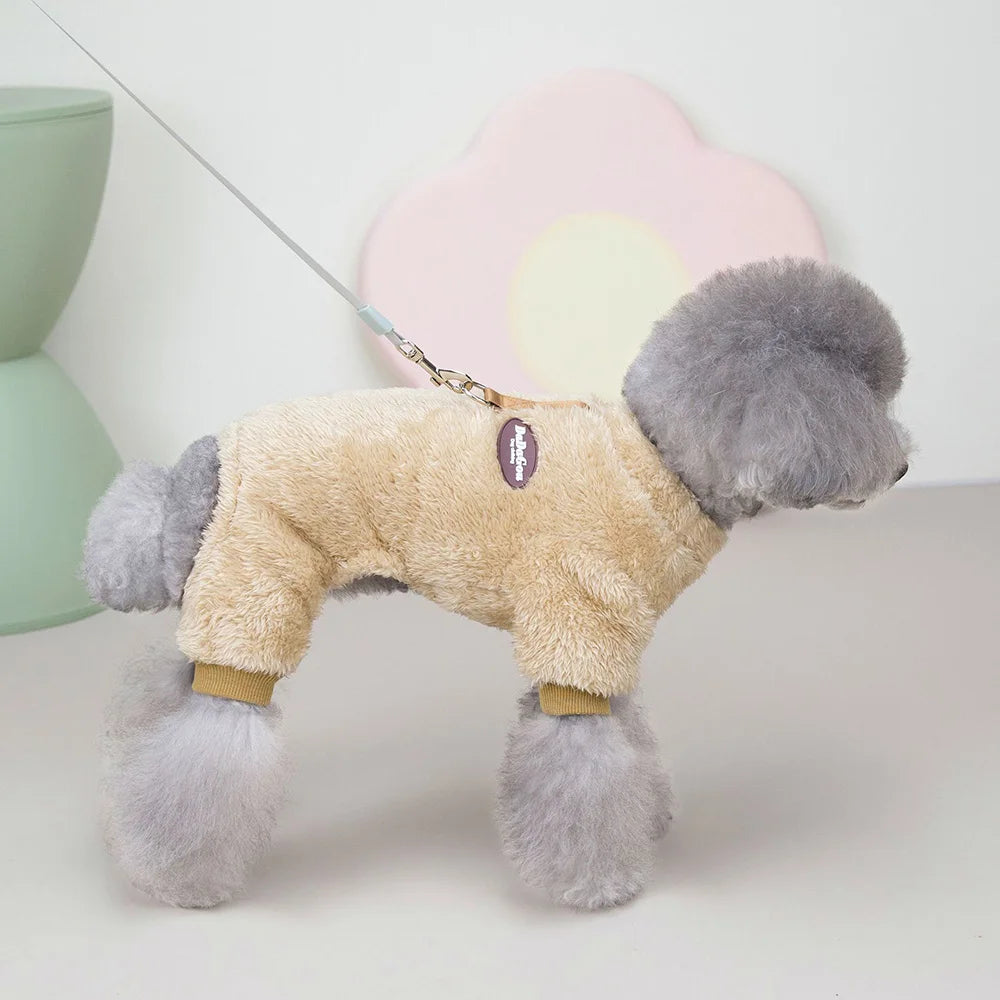 Fleece Pet Clothing Autumn Winter Warm Dog Jumpsuit Pajamas For Small Dogs Bichon Pomeranian Clothes Puppy Dog Cat Overalls Coat