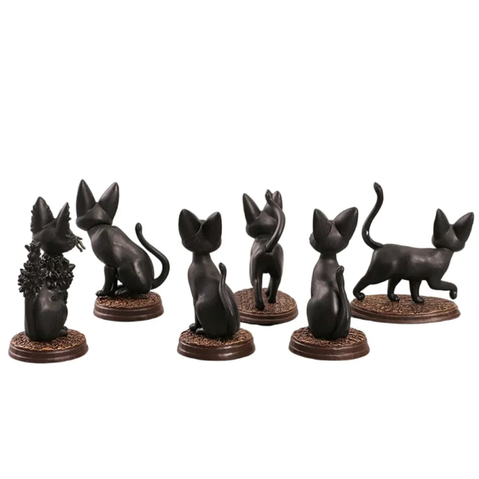 6pcs/set Cartoon Black Cat Jiji Gigi Figure PVC Action Toy Doll Model Set Black Cat Hayao Miyazaki Figure Toy kids birthday gift