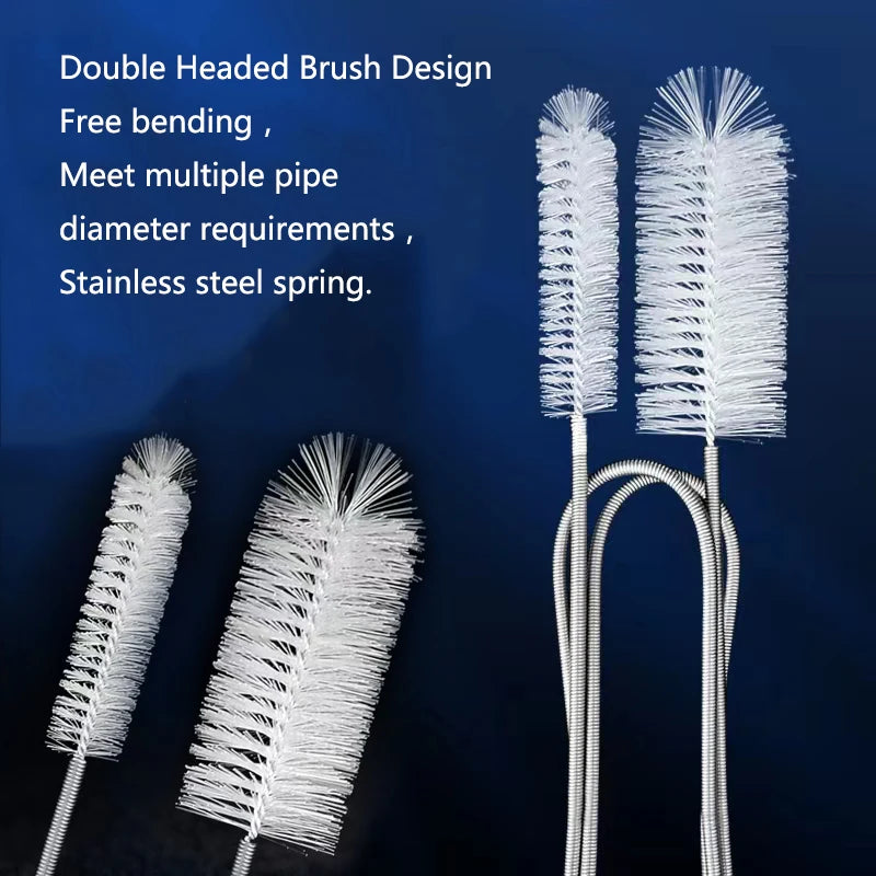 Aquarium Pipe Cleaning Brush Fish Tank Cleaner Tube Stainless Steel Water Filter Air Tube Flexible Double End Hose Accessories
