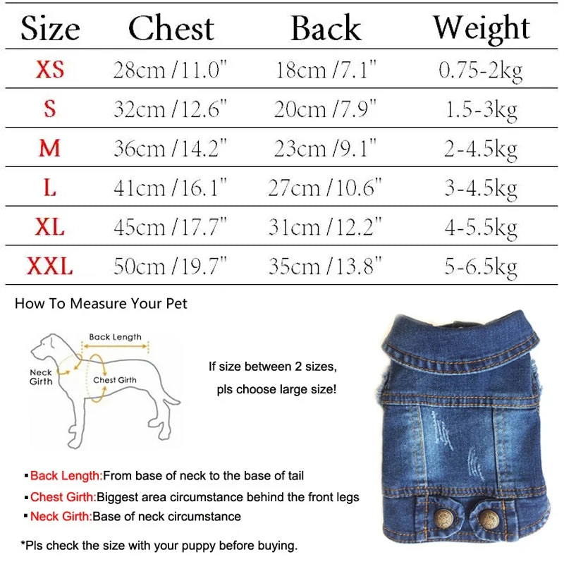 Dog Denim Jacket Fashion Design Jeans Spring Puppy Dog Clothes For Small Medium Dogs French Bulldog Chihuahua Pet Appare