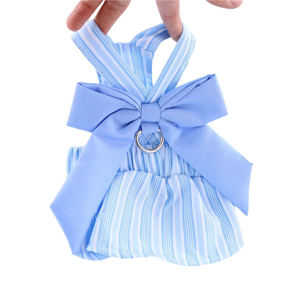Summer Puppy Dog Skirt Dress with Buckle Sweet Stripe Pet Clothes for Small Dogs Pinscher Maltese mascotas Dresses disfraz perro