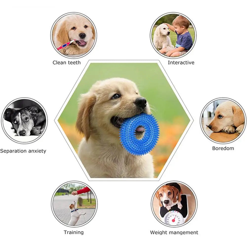Pet Teething Sound Toy TPR Bite-resistant Raised Texture Teeth Design Spherical Safe Harmless Health Promotes Cleans Oral H0F7