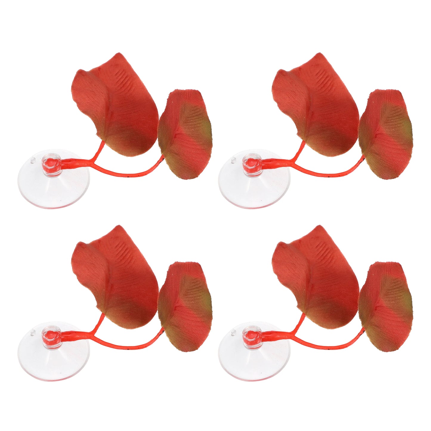 UXCELL 2/4 Pcs Aquarium Artificial Plastic Plants Betta Fish Leaf Pad with Suction Cup Betta Bed Leaf Hammock Resting Hide Decor