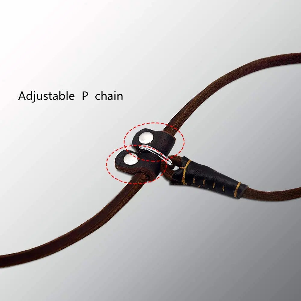 Slip Dog Leash Soft Thin Handmade Genuine Leather Pet Puppy Dog Chain Collar Leash Slip for Small Medium Dogs Training & Walking
