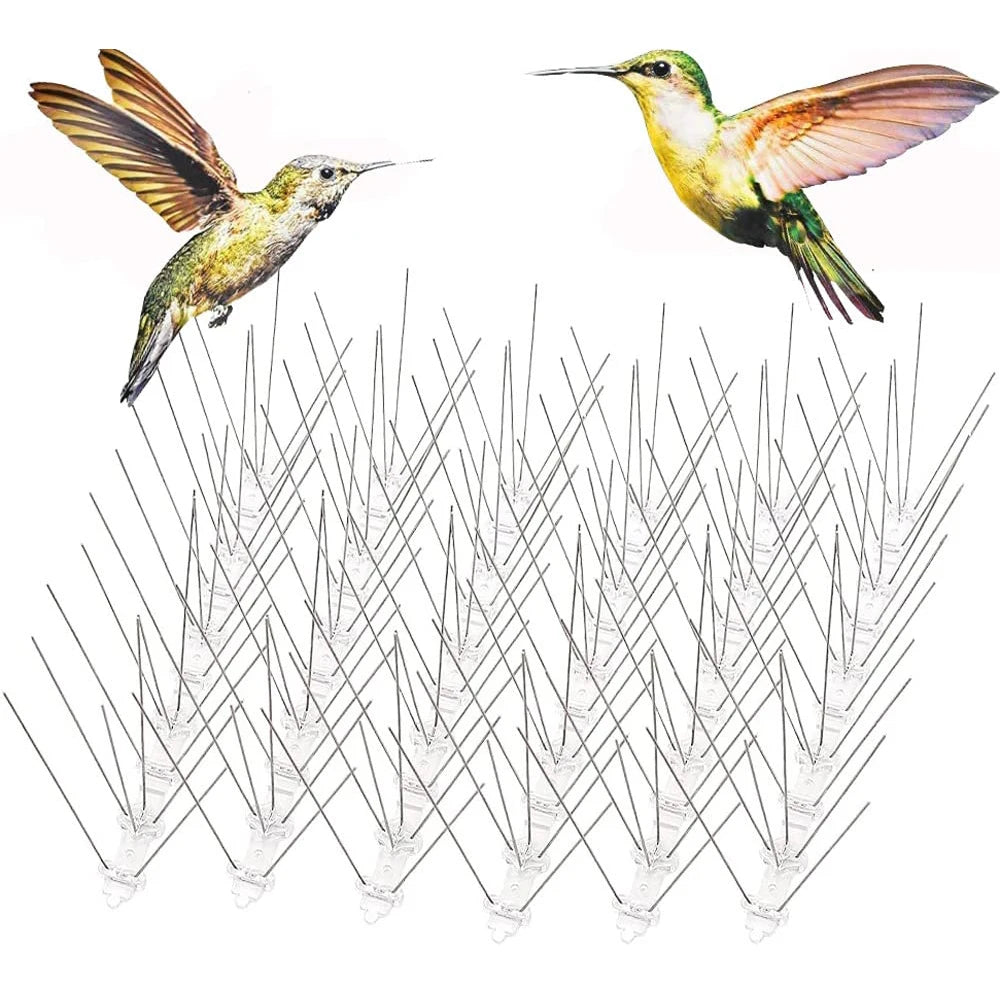 12Pcs Pigeon Spikes Stainless Steel Bird Repeller Set Deterrent Anti Bird Pigeon Squirrel Cats Repellent for Garden Fence Roof