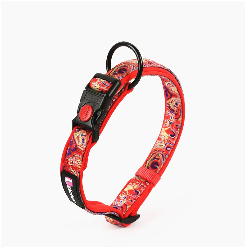 Adjustable Pet Dog Collars Color Graffiti Soft Cotton Leash Accessories Walking Exercise Safety French Bulldog Puppy Chain