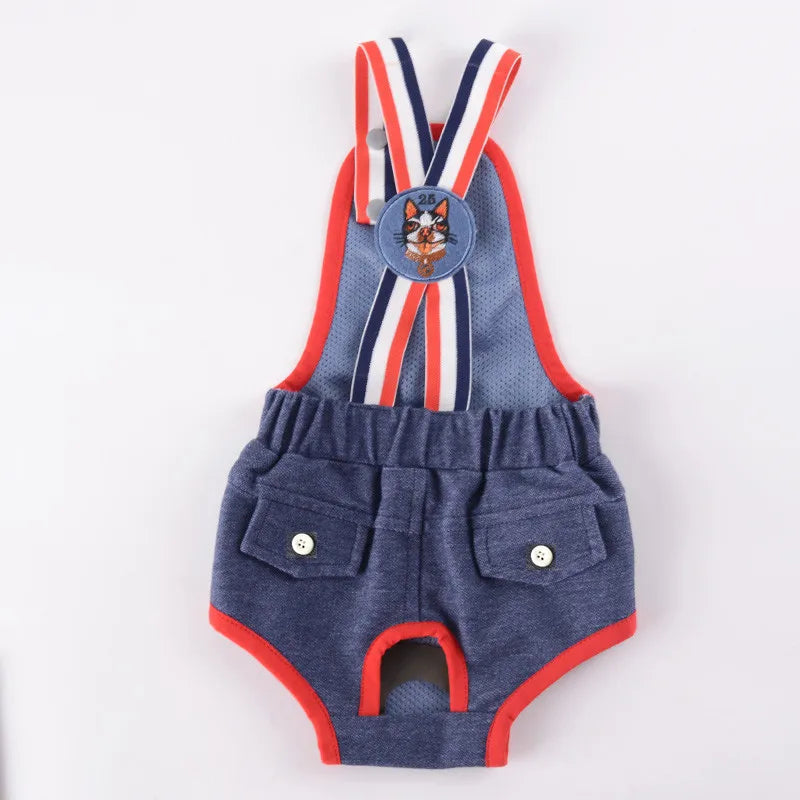 Sweet Sphynx Cat Physiological Pants with Straps Denim Female Pet Safety Sanitary Panties for Cats Gota Animals mascotas Costume