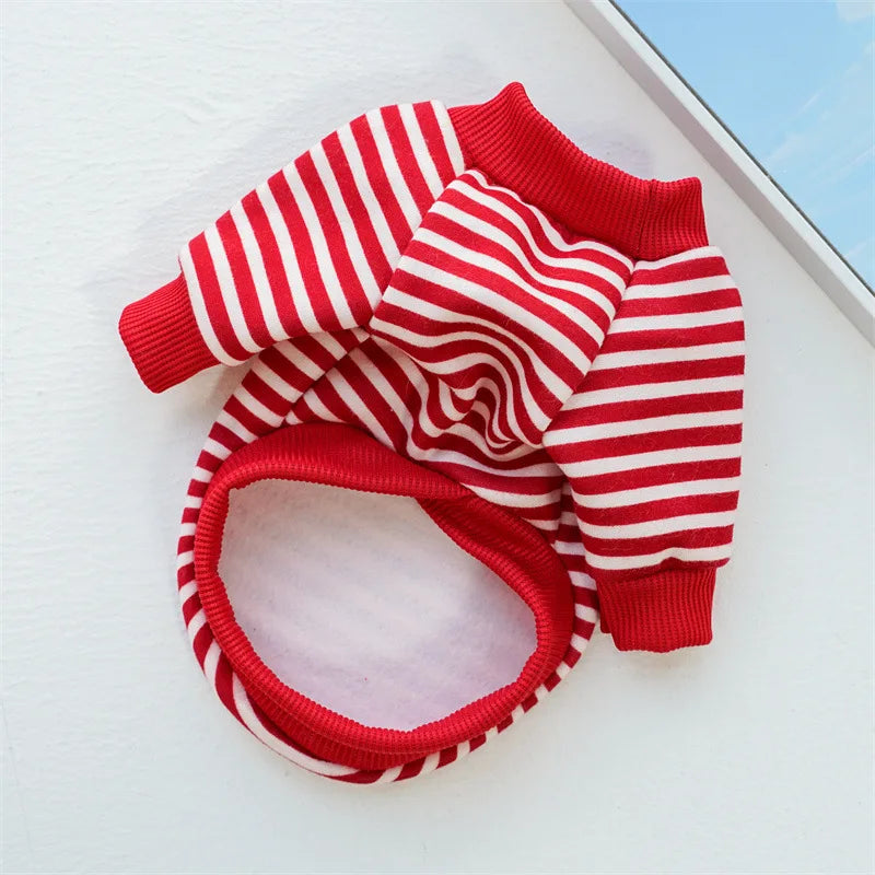 Dog Cat Hoodies with Tractional, Autumn Winter Stripe Sweatshirt Dog Clothes for Small Medium Dogs Cats Puppy Pullover Coat