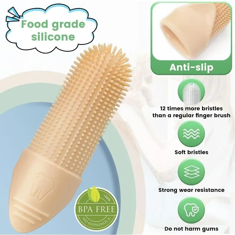360° Cleaning Finger Toothbrush for Dogs, Food Grade Silicone Dog Finger Toothbrush, Toothbrush for Dogs Cats Dental Care