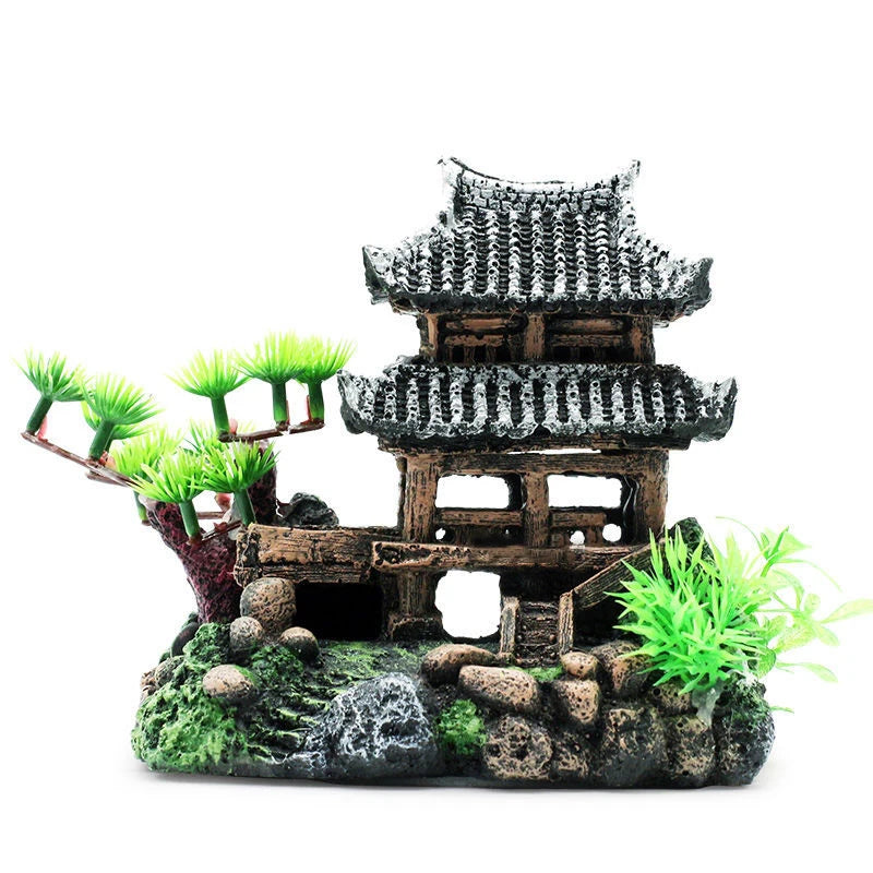 Resin Aquarium Rockery Mountain Decoration Artificial View Rock Cave Stone Tree Fish Tank Ornament Pet Supplies Home Decor New