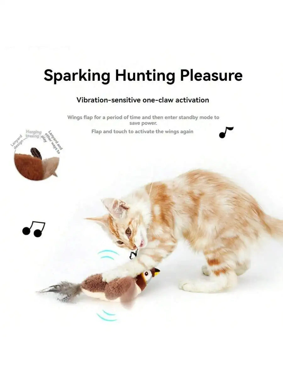 1pc Electric Interactive Cat Toy, Rechargeable Flapping Bird Plush Toys, Squeaking Toys for Cats Fun Kitten Exercise Toys Soft