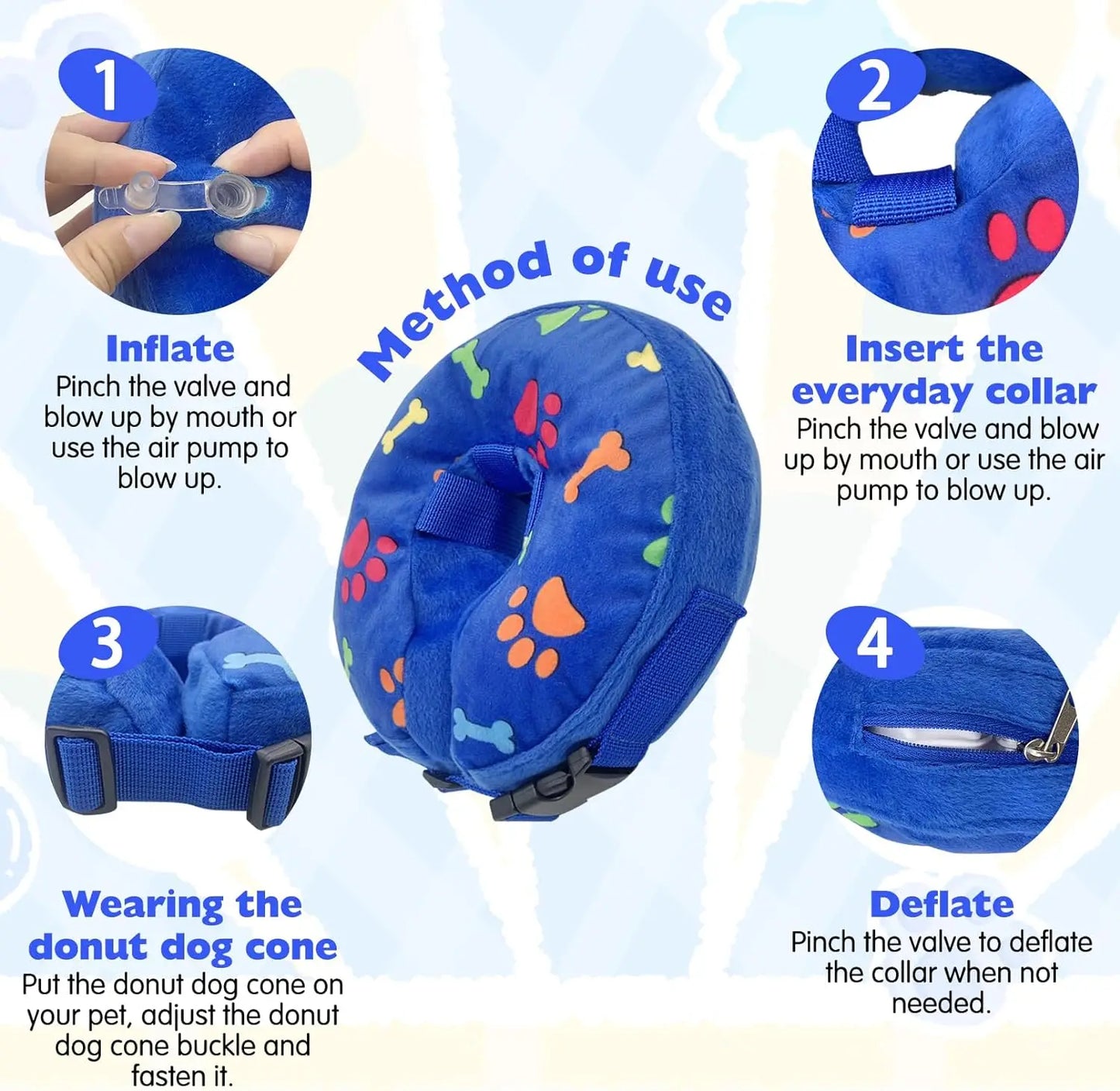 Protect Inflatable Dog Collar After Surgery Recovery Pet Collar for Small Medium Large Dogs Soft Dog Elizabeth Cone Collar