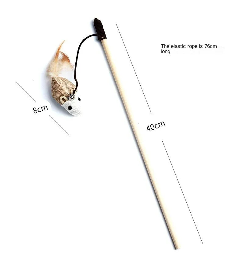 1PC Teaser Feather Toys Kitten Funny Colorful Rod Cat Wand Toys Wood Pet Cat Toys Interactive Stick Pet Cat Supplies