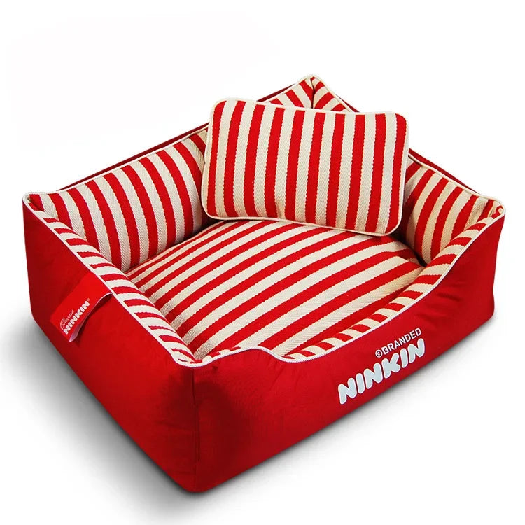 Wholesale Pet Nest Bite Resistant Yarn Canvas Kennel Dog Bed, Teddy Square Dog Bed All Seasons Cat Nest