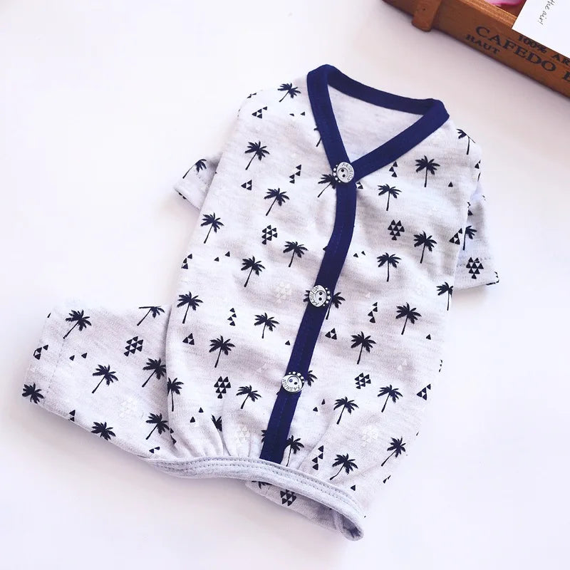Dog Cat JumpSuit Shirt 100% Cotton Print Tracksuit For Small Cats Dogs Pet Puppy Floral Pajamas Pants T-Shirt Yorkies Chihuahua