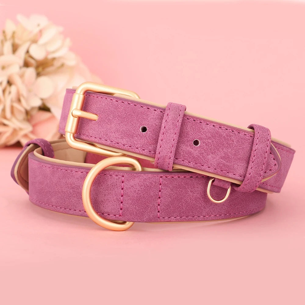 Durable Dog Collar Leather Dogs Collars Soft Padded Pet Pitbull Necklace Adjustable For Small Medium Large Dogs Pug Pet Products
