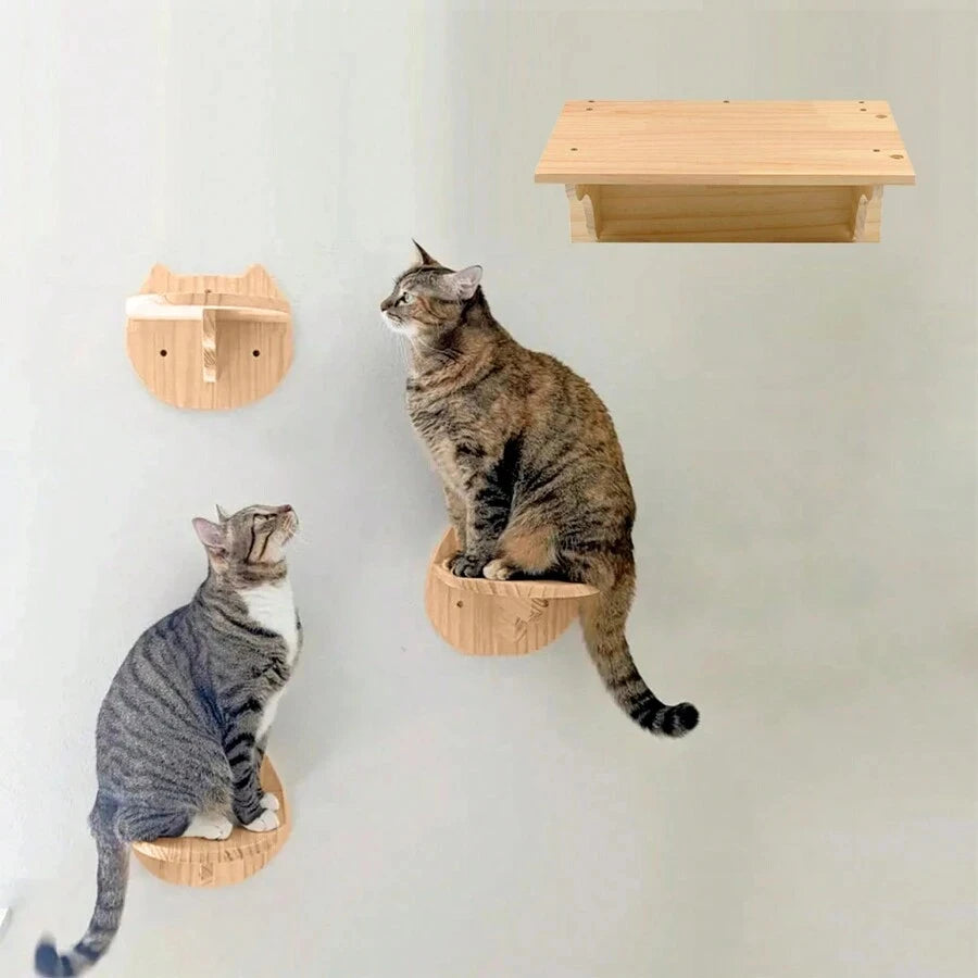 Cat Climbing Shelves Wall Mounted Cat Hammock 115cm Cat Bridge with Big Platform Z-type Cat Passage Step Stairway For Cat Kitten