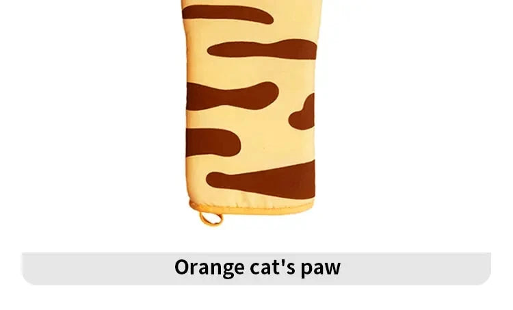 Microwave Long Cotton Gloves Cute Cat Paws Oven Insulation Gloves Heat Resistant Non-Slip Single Glove Kitchen Baking Supplies
