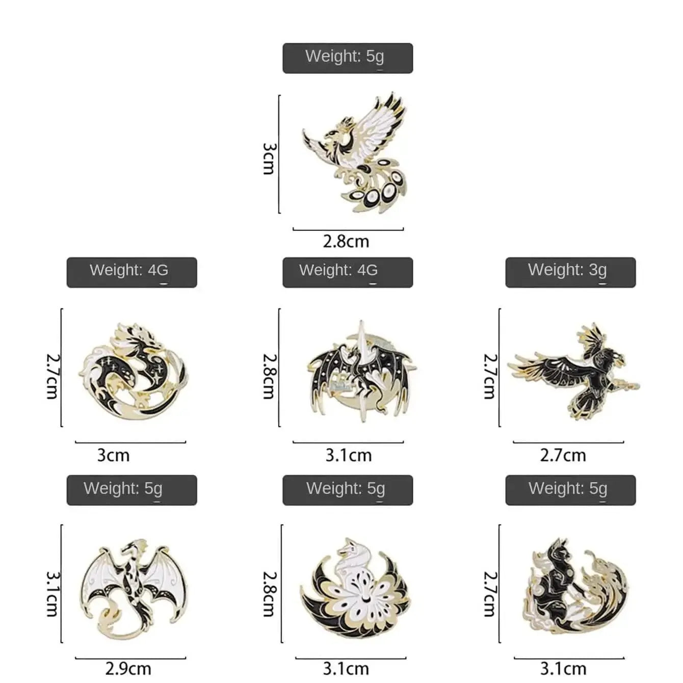 7Pcs Gothic Punk Bird Enamel Pins Custom Animal Cartoon Brooches Jewelry Clothes Accessoris Shirt Collar Lapel Badge Pin for Fri