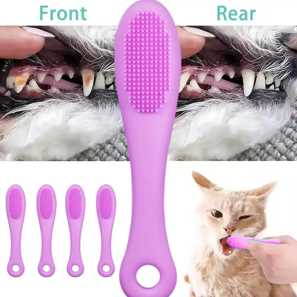 4pcs Pet Finger Toothbrush Cat Dog Silicone Toothbrush Comfortable And Safe Convenient And Easy To Use Keep Your Pet's Oral Heal