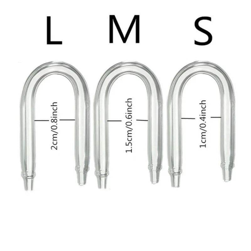 1PCS Durable U Shaped Glass Tube Aquarium CO2 Diffuser Check Valve Fish Tank Tube 3 Sizes U Tube 10mm 15mm 20mm