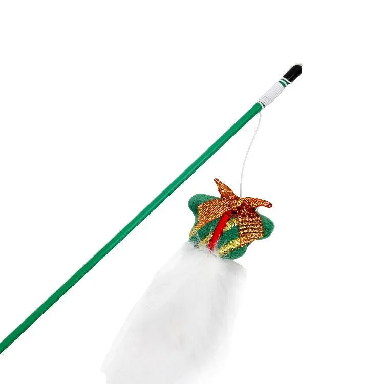 Cat Toy Cat Teaser Sticks Christmas Series Cat Stick Doll Old Reindeer Cat Stick Christmas Gift Bells Pet Supplies.
