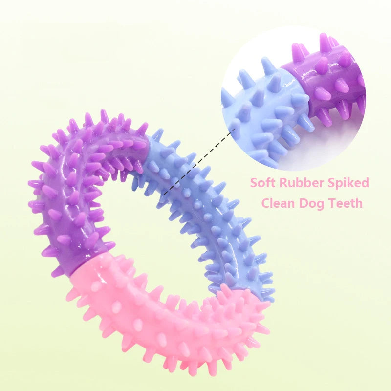 Soft TPR Rubber Ring Spiky Dog Chew Toys for Small Medium Dogs Puppy Dental Teething Cleaning Pet Supplies