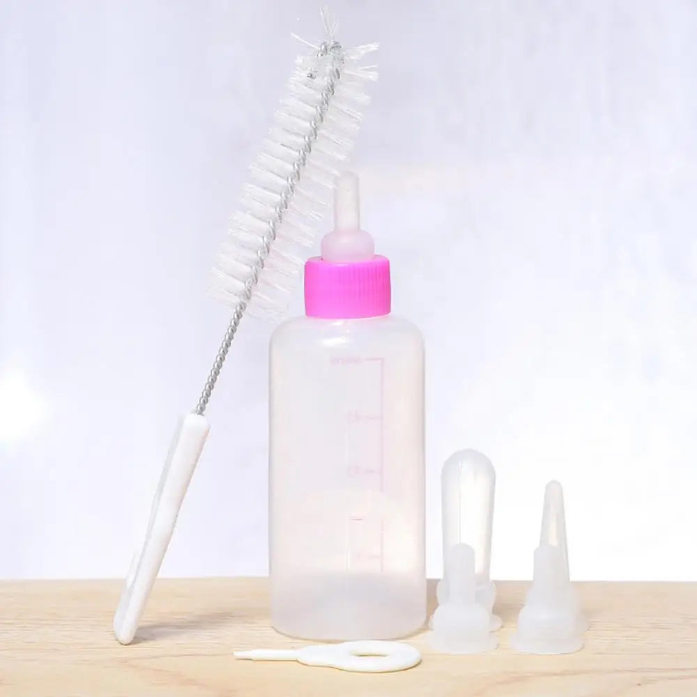 7pcs Puppy Nursing Bottle Kit Feeder Bottle Set for Small Dogs Replacement Feeding Nipples Cleaning Brushes for Puppies Kittens