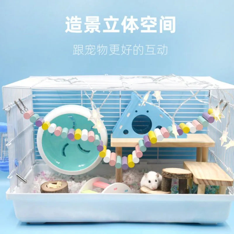 1pc Functional Wooden Hamster House Desk Platform Pet Stand Toy Station Board Pet Products Hamster Cage Golden Bear Toy Supplies