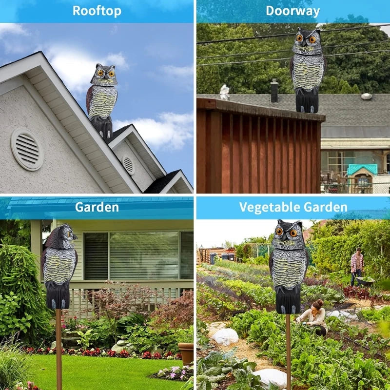 Owl Decoys to Scare Birds Squirrels Away Realistic Bird Repeller Owl Prowler Decoy Protection Repellent Pest Control Scarecrow