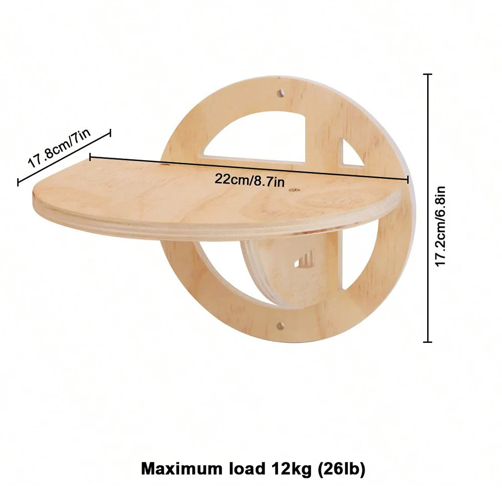Cat Hammock Wall Mounted Wooden Furniture Scratcher Kitty Beds Perches Circular Plunge Platform Cats Wall Shelf For Play & Climb