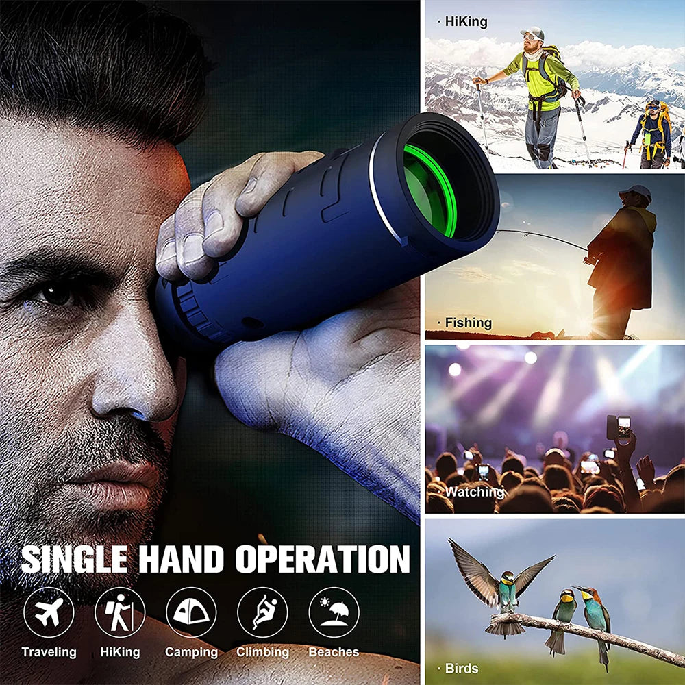 10x42 HD Powerful Portable Monocular Telescope BAK4 Prism for Outdoor Travel Camping,Hiking,Hunting,Bird watching, Holiday Gifts