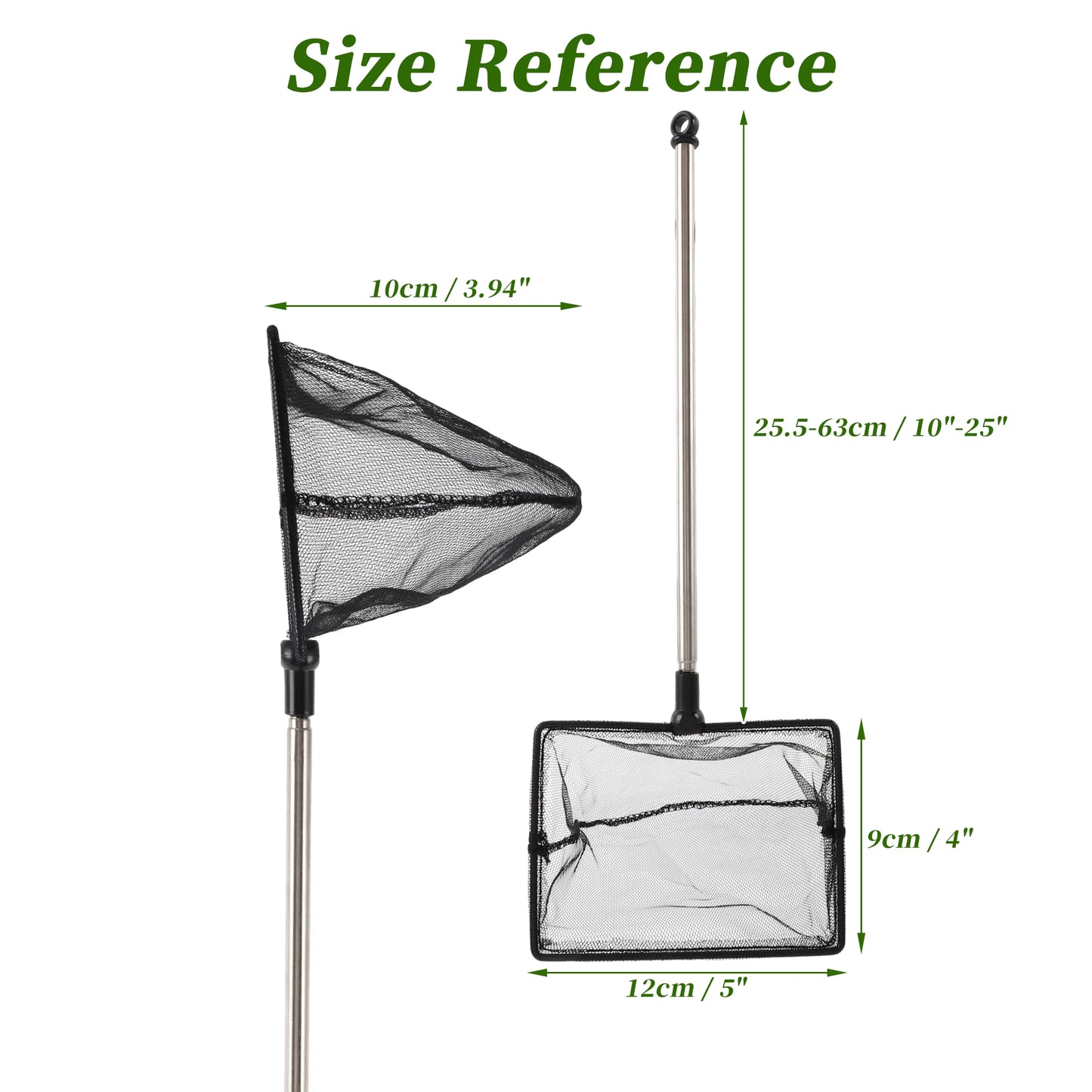 UXCELL Fishing Landing Net Handhold Fish Tank Net Stainless Steel Extendable Handle for Fish Tank Aquarium Accessories