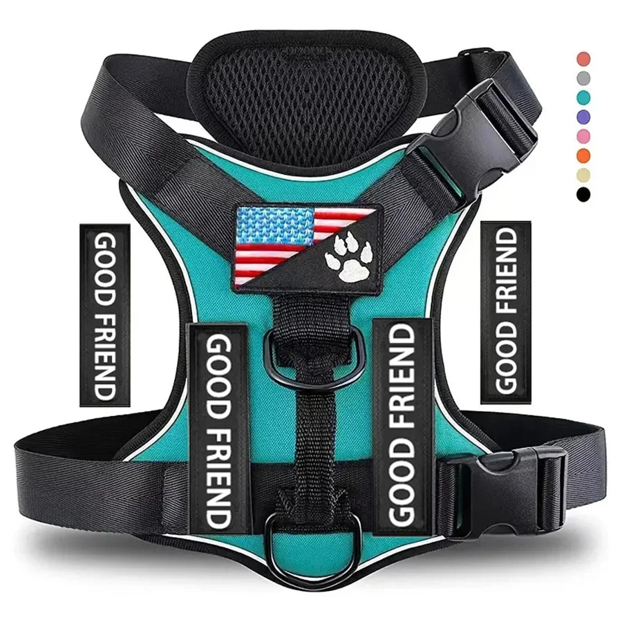 Service Dog Harness, Reflective Dog Vest Harness With 5PCS Patches, Adjustable Soft Oxford Pet Harness, Inner Layer Mesh, Easy T