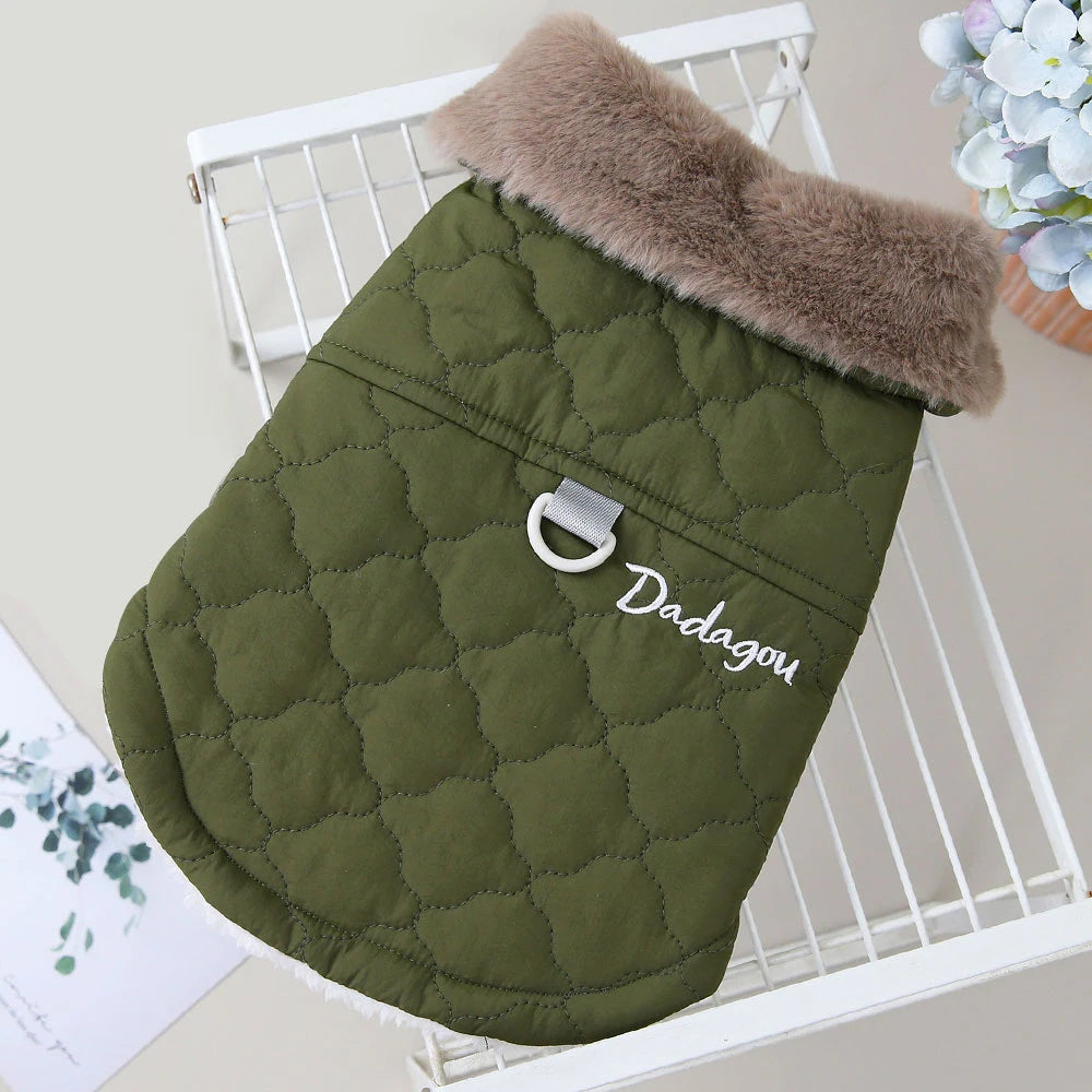 Waterproof Winter Pet Jacket Clothes Super Warm Small Dogs Clothing With Fur Collar Cotton Pet Outfits French Bulldog Coat Vest