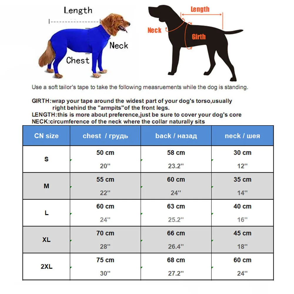 Dog Onesie Clothes Shedding of Dog Hair for Home Car Travel Anxiety Calming Shirt Surgery Recovery Body Jumpsuit for Large Dogs