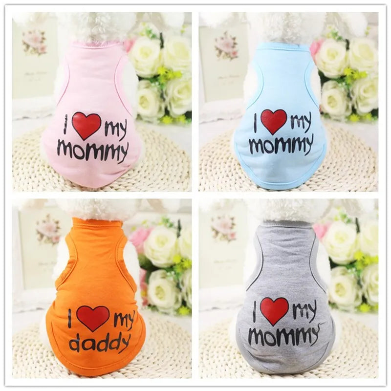 Cute Paw Printed Heart Love Design Small Dog Vest Clothes Summer Spring TShirts For Dogs Costume Puppy Dog Accessories Chihuahua