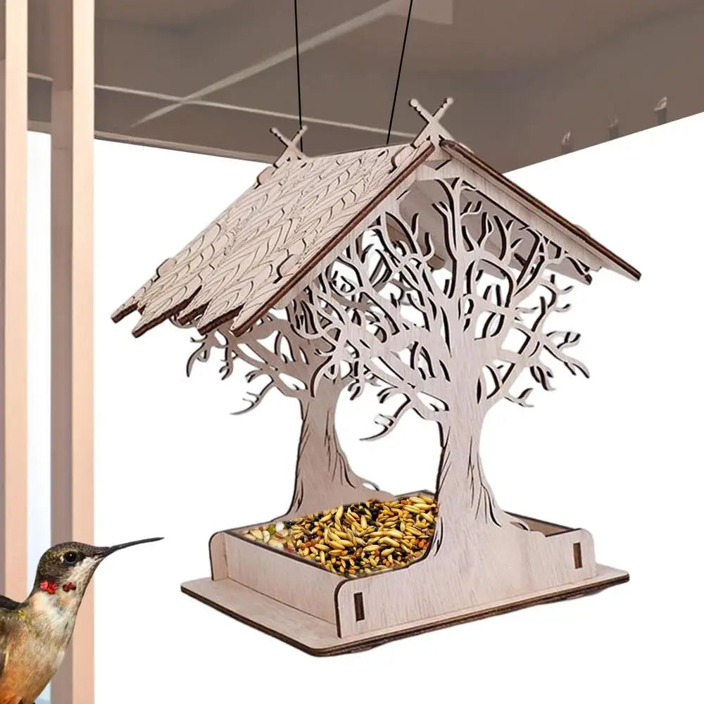 Wooden Hanging Bird Feeder Cottage Hanging Bird House Hanging Birdfeeder For Outdoors Attracts Blue Jays Extra-Large Bird Feeder