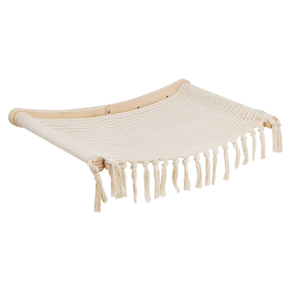 Cat Hammock Wall Mounted Cat Climbing Shelves Tree Tower Hand Woven Cat Wall Hanging House Macrame Detachable Steps & Platform