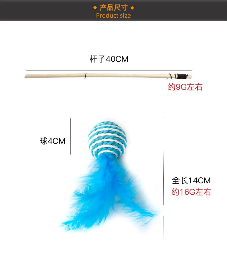 Cat Toy Cat Teaser Sticks Paper Rope Ball Tease Cat Stick Cat Interactive Toy Pet Toy Replace Head Cat Supplies Tease Cat Ball.