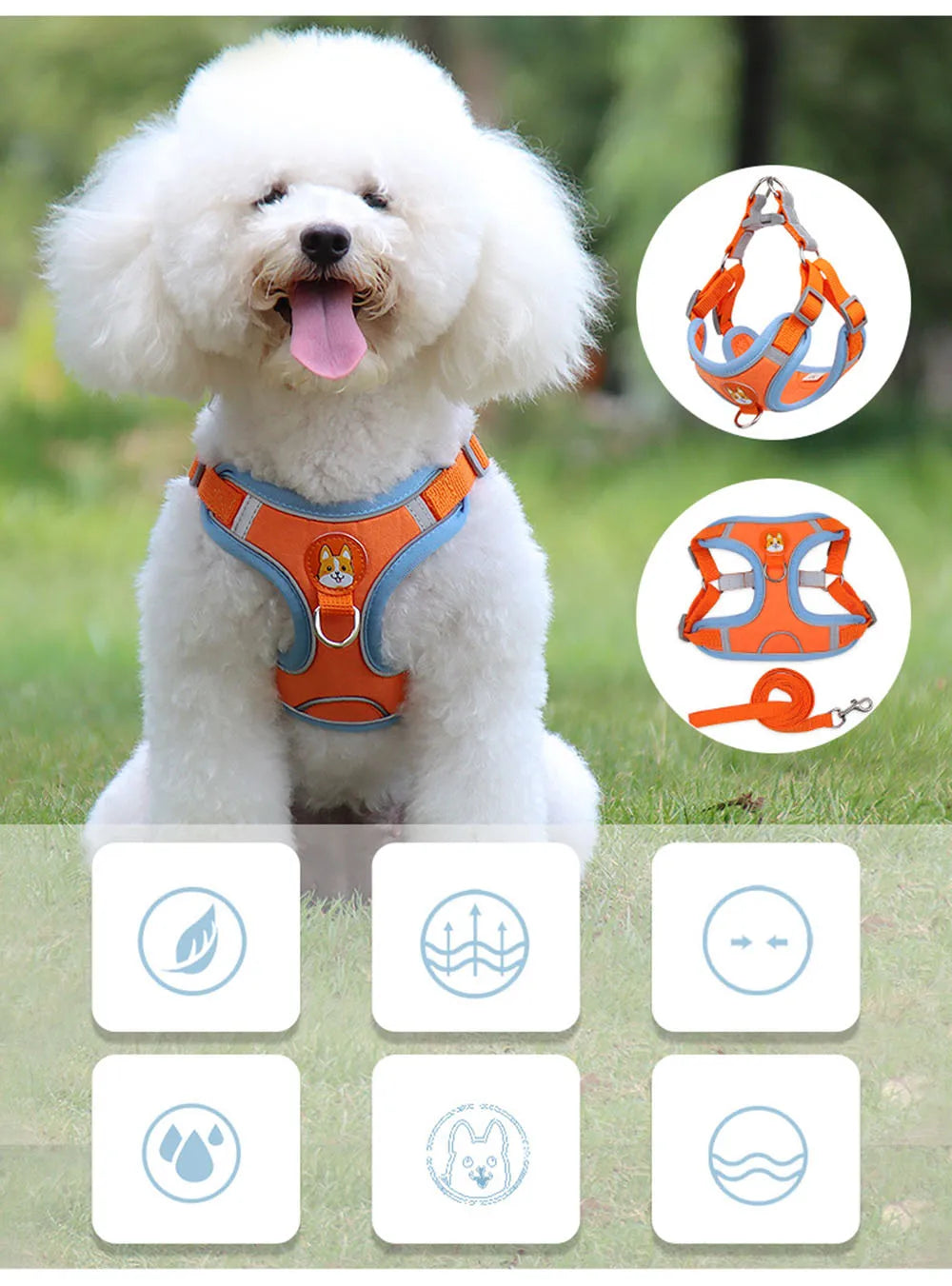 Step-in Dog Harness Small Dog Harness and Leash Set Adjustable Reflective Pet Dog Vest Soft Harness for Puppy Small Medium Breed