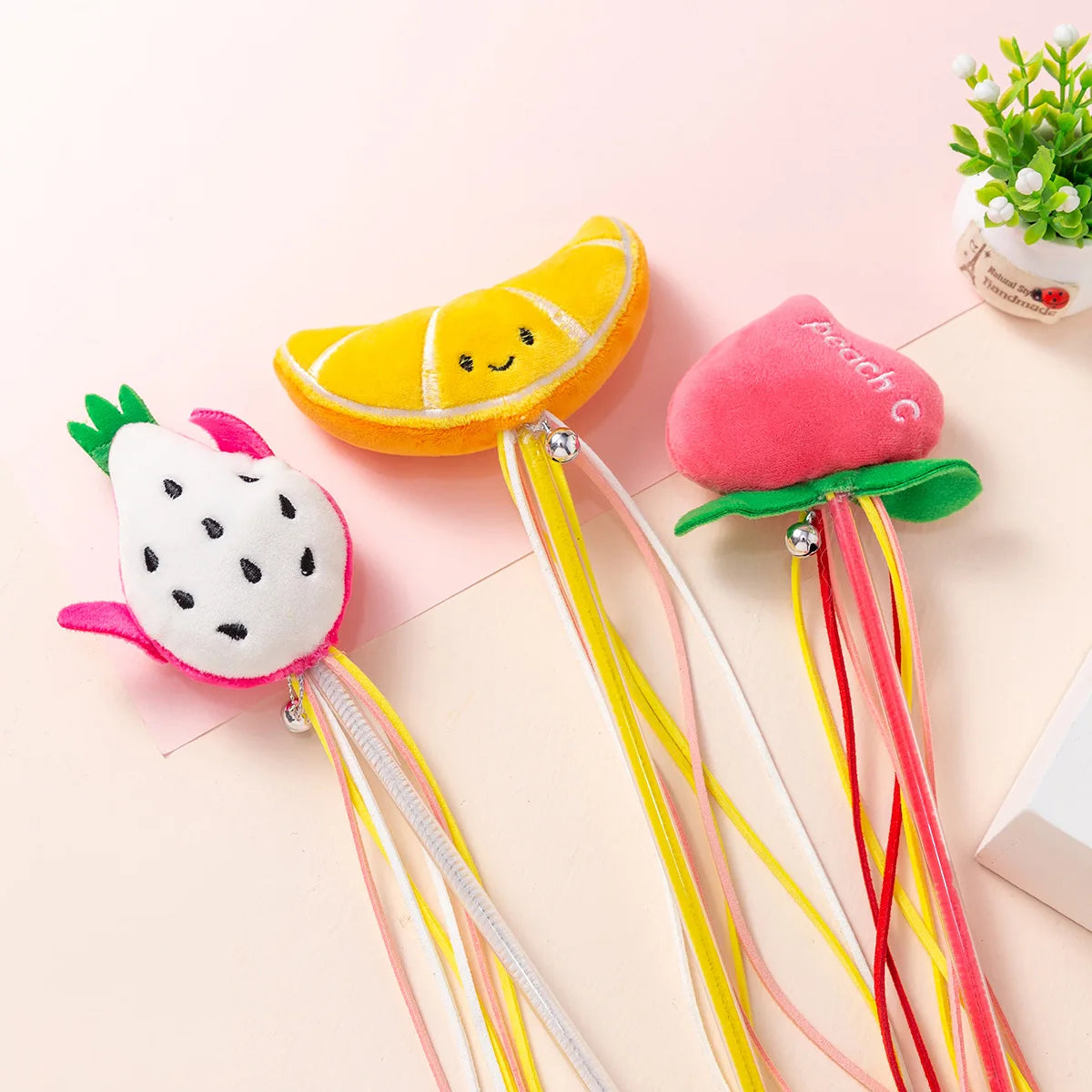 Cat Toy Cat Teaser Sticks Plastic Fruit Doll Cat Teaser Stick With Cat Mint Tassels Inside Self Hi Cat Toy