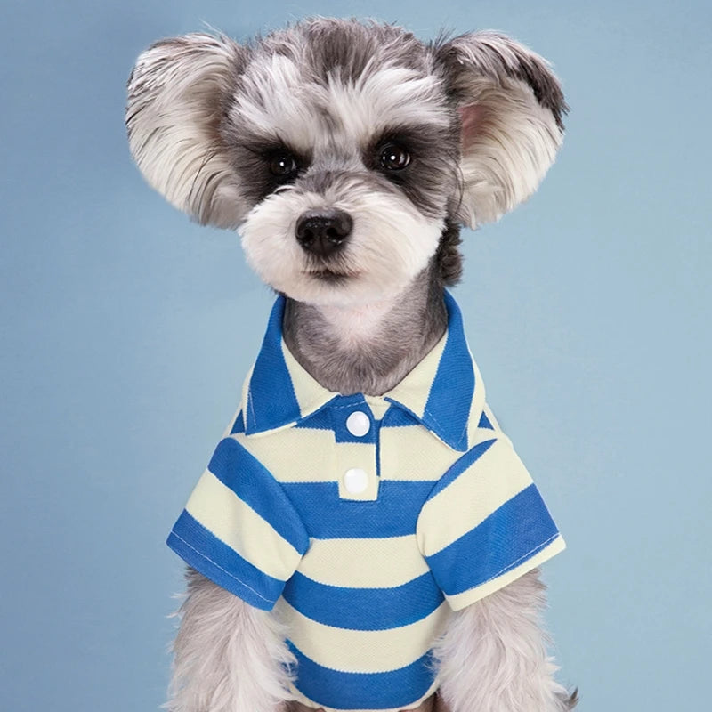 Striped Pet Polo Shirt Summer Dog Clothes for Small Dogs Cotton Puppy Vest Chihuahua Bichon Costume Cat T Shirt Dog Undershirt