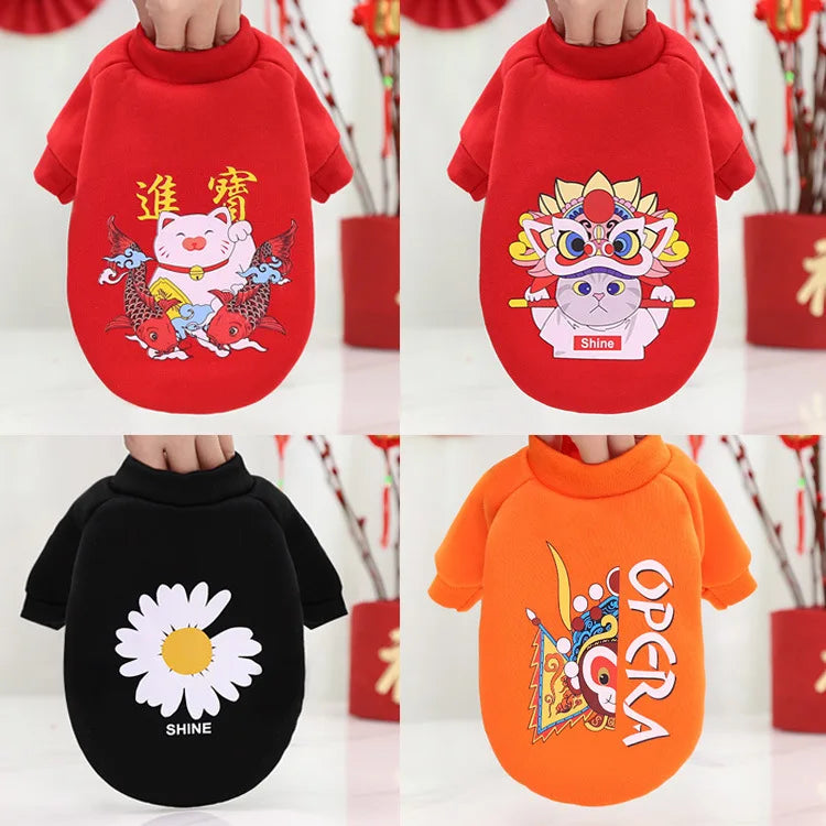2023 New Dog Clothes Winter Warm Dog Clothes Christmas Tree Elk Dog Coat Puppy Clothing Hoodies For Small Dogs Yorkshire Outfit