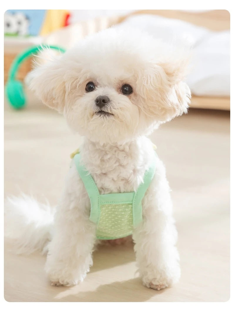 Sweet Flower Decorate Puppy Summer Clothes Breathable Unisex Small Chihuahua Pet Cat Vest Walking Leash T Shirt for York Dogs