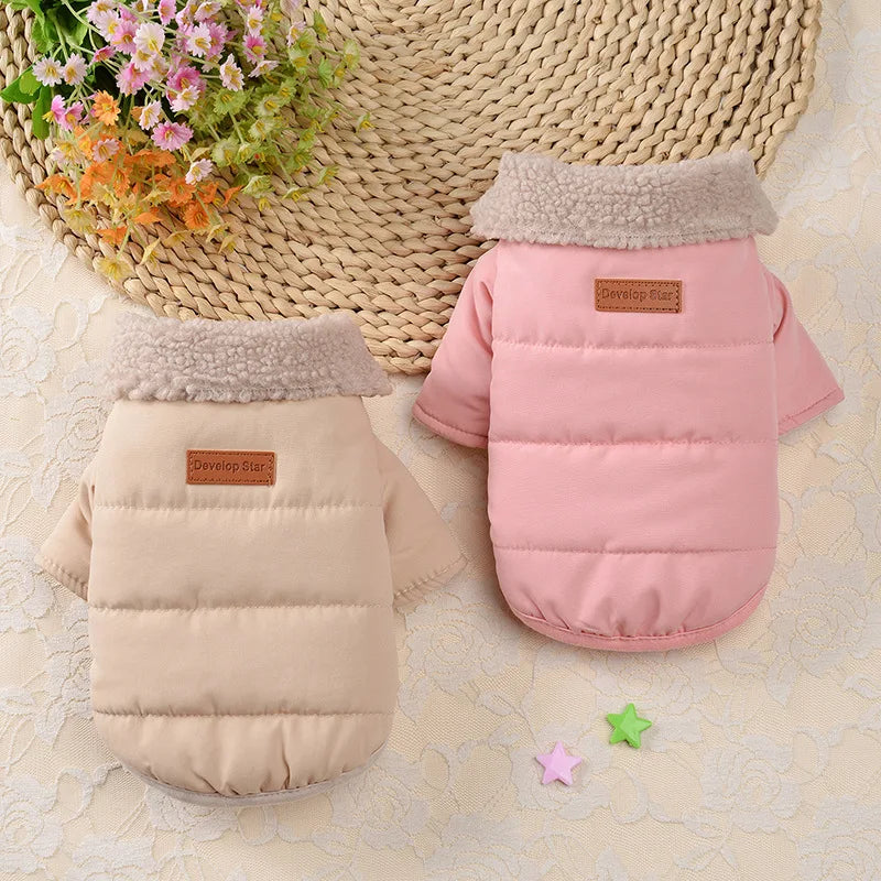 Dog Winter Coat 2024 New Dog Clothes for Small Medium Dogs, Thicken Warm Fleece Collar Dog Down Jacket for Cold Weather Apparel